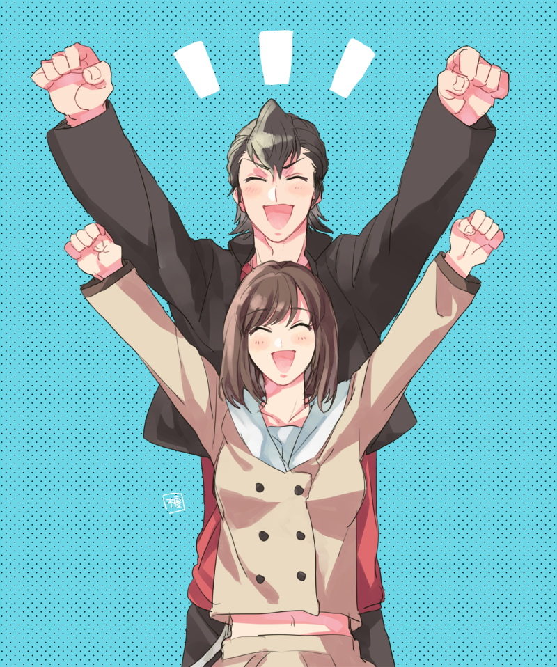 kisaragi gentarou and misaki nadeshiko (kamen rider and 1 more) drawn by eno_yukimi