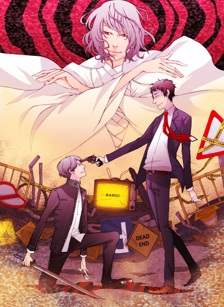 narukami yu, adachi tooru, and izanami (persona and 1 more) drawn by neverknows