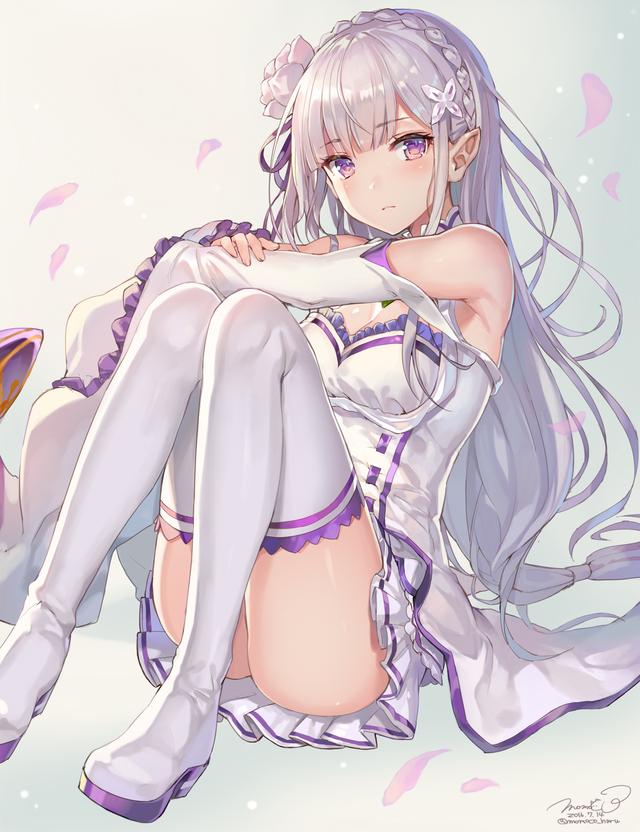 emilia (re:zero kara hajimeru isekai seikatsu) drawn by momoko_(momopoco)
