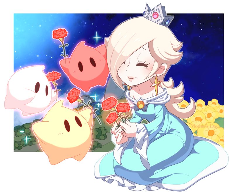 rosalina, luma, baby luma, and red luma (mario and 1 more) drawn by hoshikuzu_pan