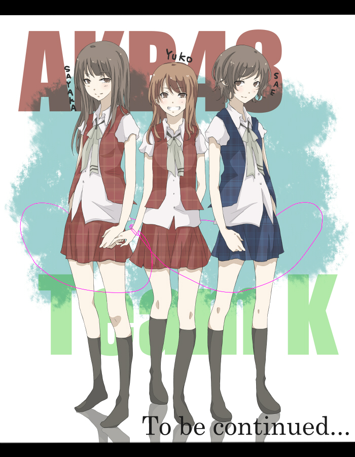 ooshima yuuko, miyazawa sae, and akimoto sayaka (real life and 1 more) drawn by toudou_(dolce)
