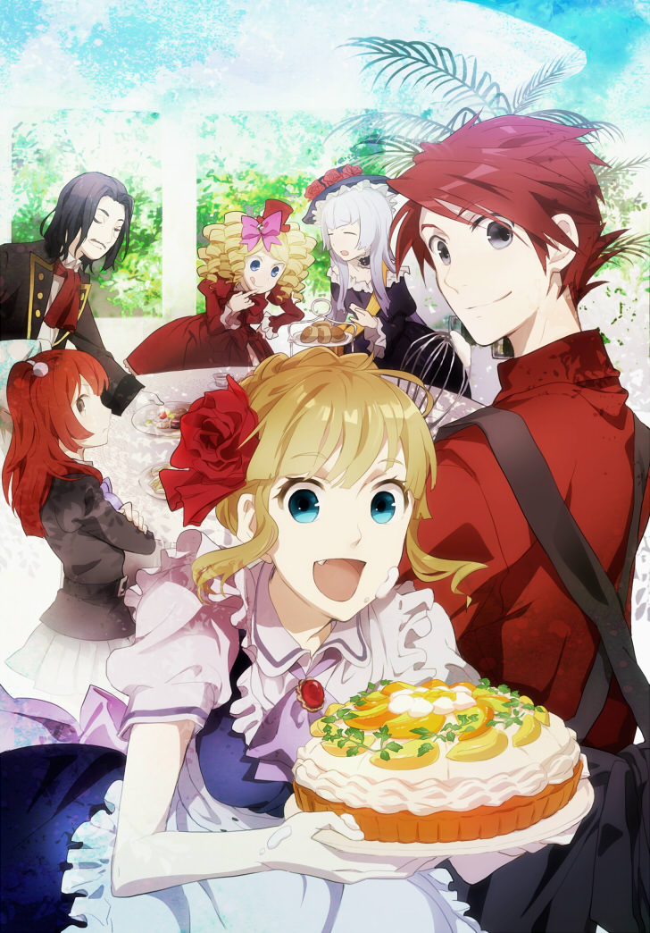 beatrice, ushiromiya battler, ushiromiya ange, virgilia, gaap, and 1 more (umineko no naku koro ni) drawn by kazune_(baumkuchen)