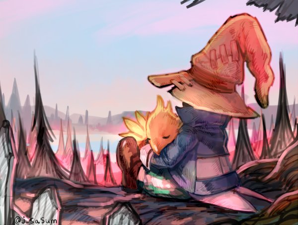 black mage, vivi ornitier, and bobby corwen (final fantasy and 1 more) drawn by sasumata_jirou