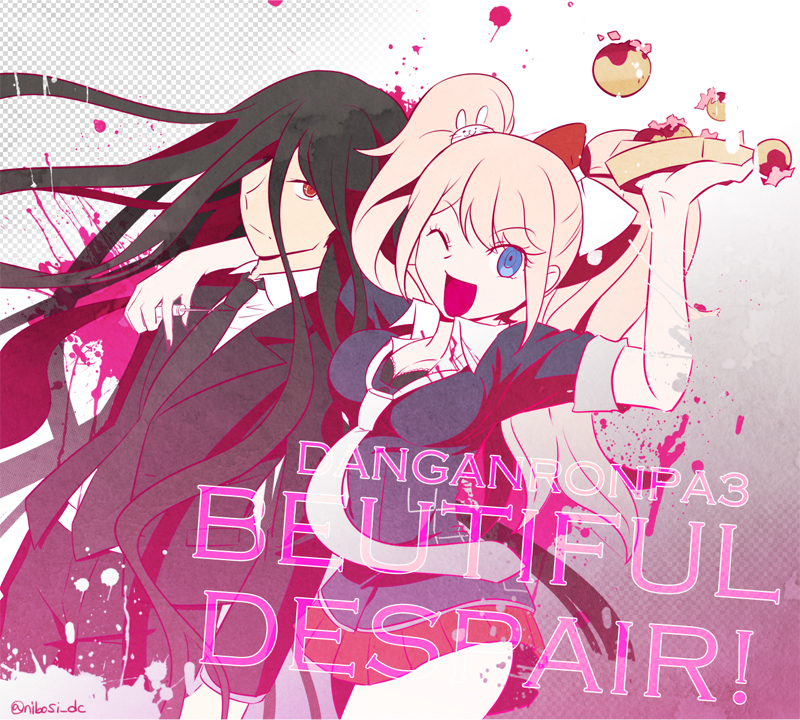 enoshima junko and kamukura izuru (danganronpa and 1 more) drawn by nibaji