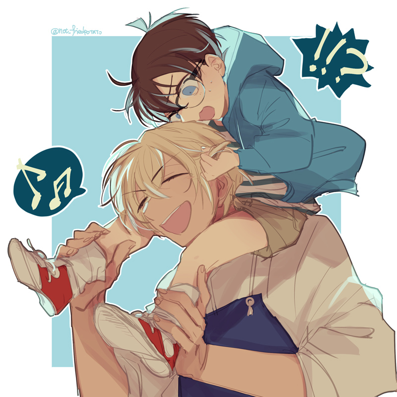 edogawa conan and amuro tooru (meitantei conan) drawn by jikei