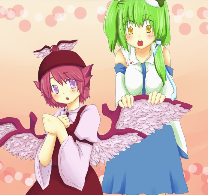 kochiya sanae and mystia lorelei (touhou) drawn by motsu_nikomi