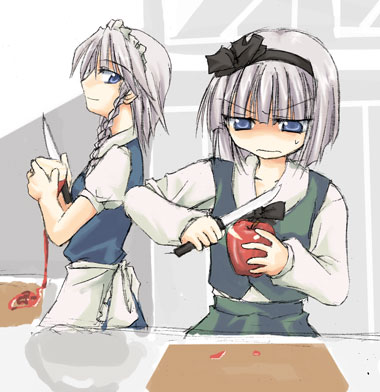 izayoi sakuya and konpaku youmu (touhou) drawn by minagi