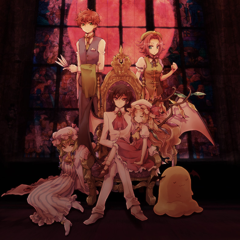 remilia scarlet, flandre scarlet, izayoi sakuya, patchouli knowledge, hong meiling, and 7 more (touhou and 2 more) drawn by mecco