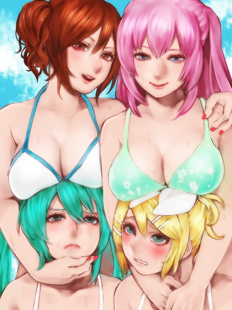 hatsune miku, kagamine rin, megurine luka, and meiko (vocaloid and 2 more) drawn by meriko