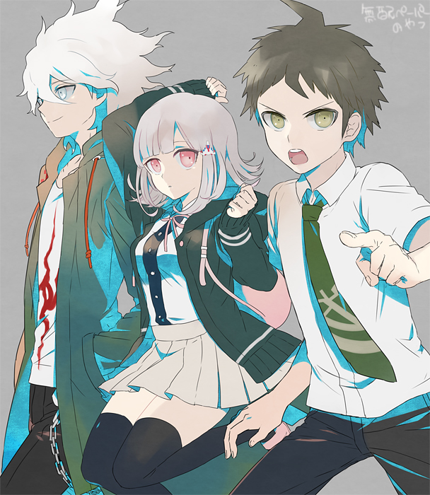 nanami chiaki, komaeda nagito, and hinata hajime (danganronpa and 2 more) drawn by hou_(ppo)