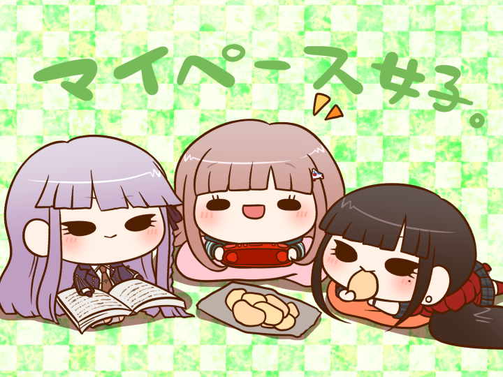 nanami chiaki, kirigiri kyoko, and harukawa maki (danganronpa and 4 more) drawn by yumaru_(marumarumaru)