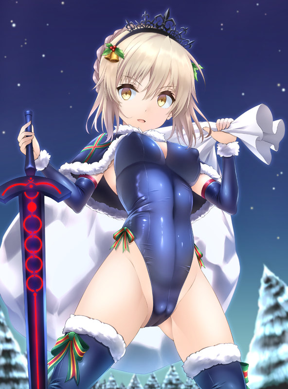 artoria pendragon, saber alter, and santa alter (fate and 2 more) drawn by 10t