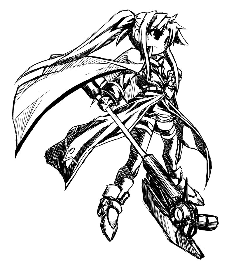 fate testarossa and bardiche (lyrical nanoha and 1 more) drawn by yuuka_(o.t.kingdom)
