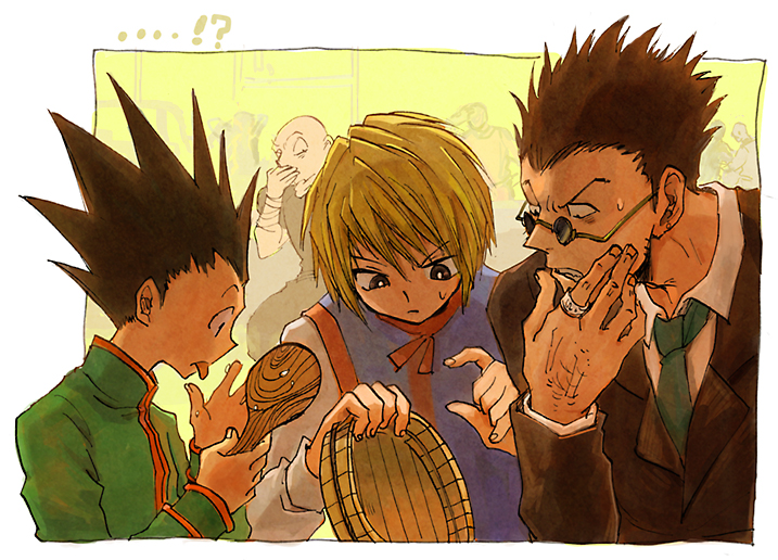 kurapika, gon freecss, leorio paladiknight, and hanzo (hunter x hunter) drawn by yuza