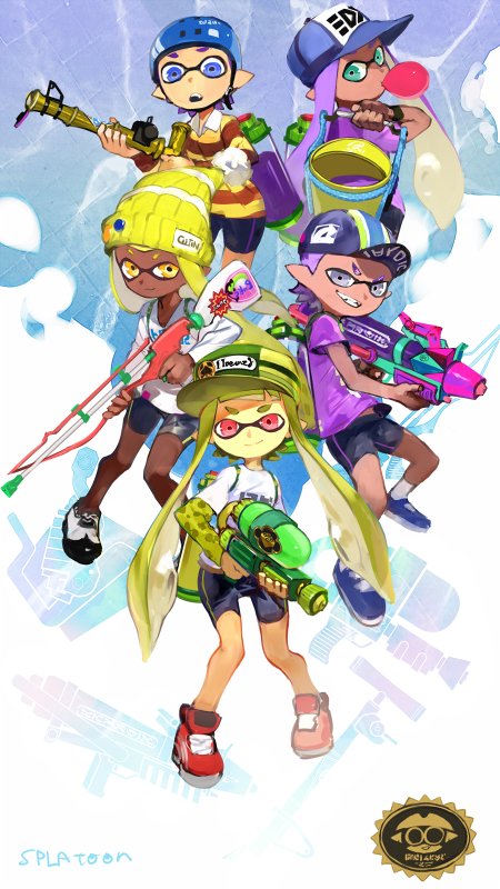 inkling player character, inkling girl, and inkling boy (splatoon and 1 more) drawn by toridamono
