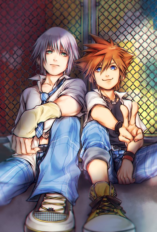 sora and riku (chainsaw man and 1 more) drawn by mim_(mimya0600)