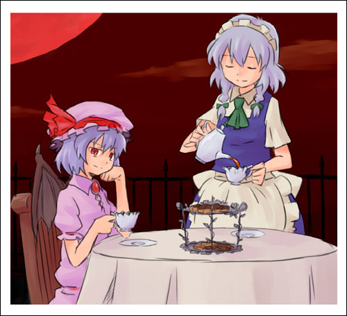 remilia scarlet and izayoi sakuya (touhou) drawn by kannari