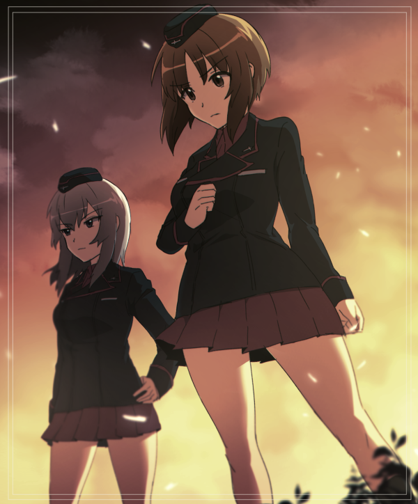 nishizumi miho and itsumi erika (girls und panzer) drawn by ikeshita_moyuko
