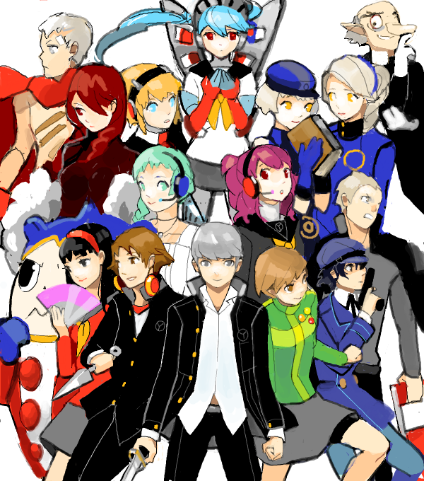 narukami yu, shirogane naoto, satonaka chie, aigis, kujikawa rise, and 11 more (persona and 3 more) drawn by piriri