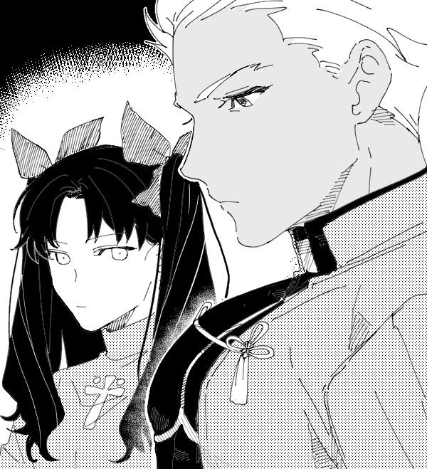 tohsaka rin and archer (fate and 1 more) drawn by durumi_(4ofo1nf43kuvxkl)