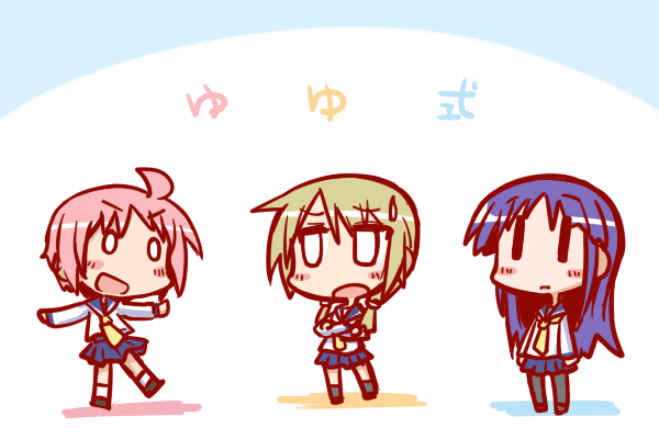 ichii yui, hinata yukari, and nonohara yuzuko (yuyushiki) drawn by ikkyuu