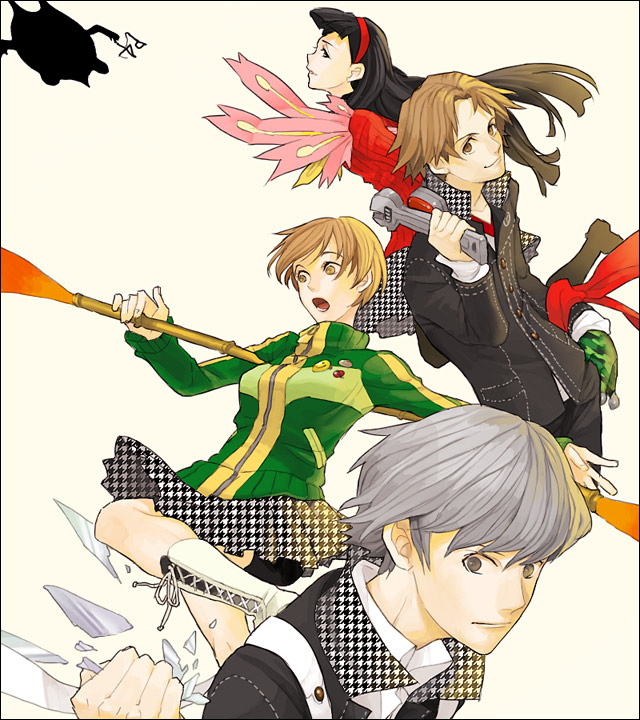 narukami yu, satonaka chie, amagi yukiko, and hanamura yousuke (persona and 1 more) drawn by kyuusugi_toku