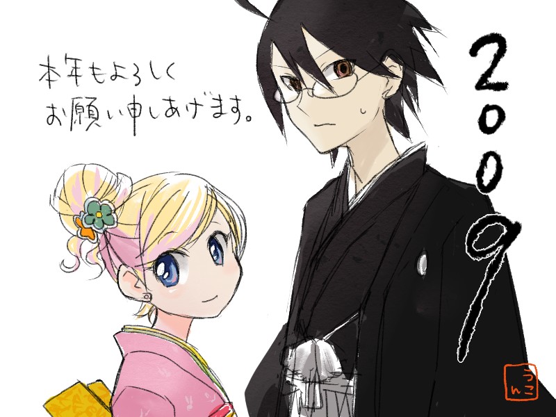 itoshiki nozomu and rebecca miyamoto (sayonara zetsubou sensei and 2 more) drawn by ukon