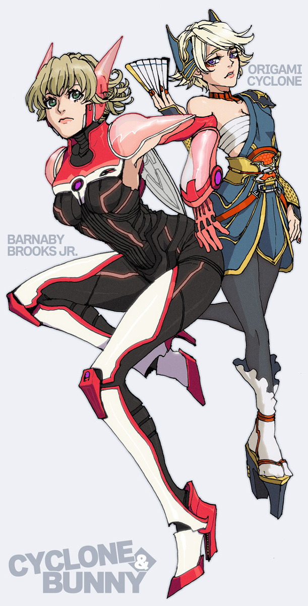 barnaby brooks jr. and origami cyclone (tiger & bunny) drawn by x_hako