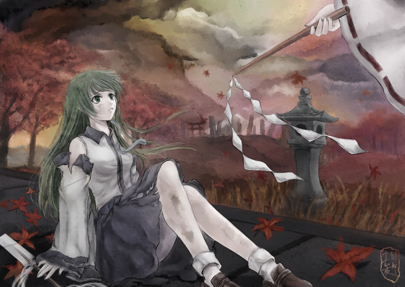 hakurei reimu and kochiya sanae (touhou) drawn by kannagara_kanagi