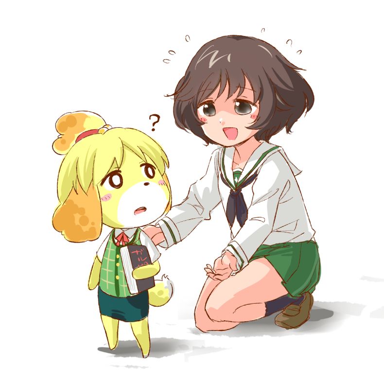 akiyama yukari and isabelle (girls und panzer and 1 more) drawn by abekawa