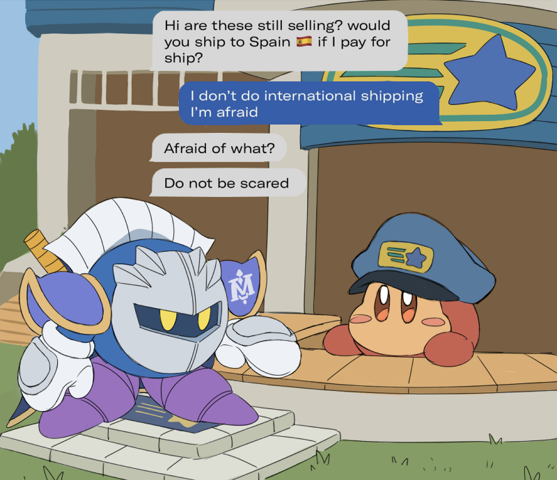 meta knight, waddle dee, and delivery waddle dee (kirby and 2 more) drawn by knightcall