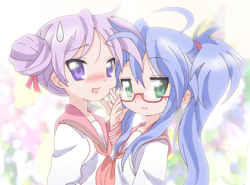 hiiragi kagami and izumi konata (lucky star) drawn by yamasaki_wataru