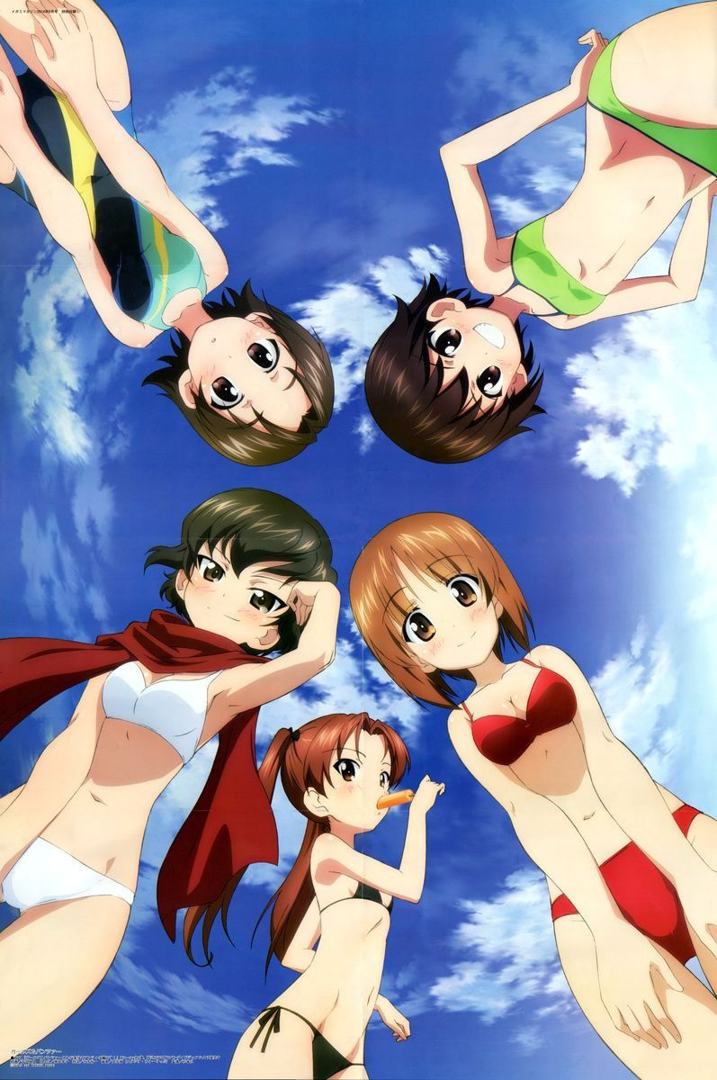 nishizumi miho, kadotani anzu, sawa azusa, isobe noriko, and caesar (girls und panzer) drawn by yoshida_kousuke