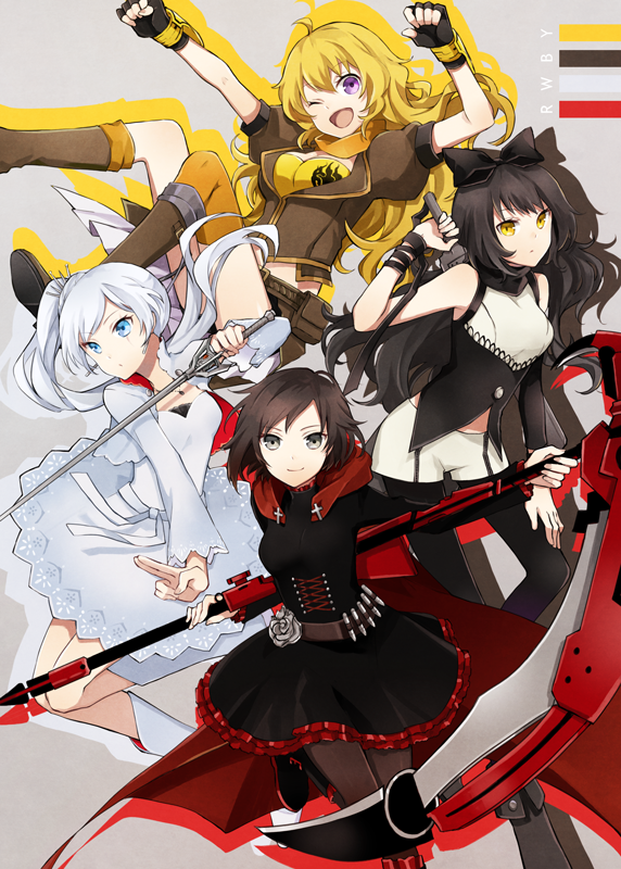 ruby rose, weiss schnee, yang xiao long, and blake belladonna (rwby) drawn by buzz_(moi)