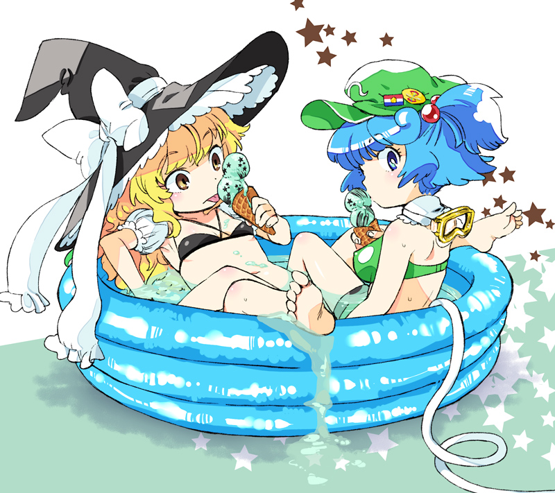 kirisame marisa and kawashiro nitori (touhou) drawn by yukataro