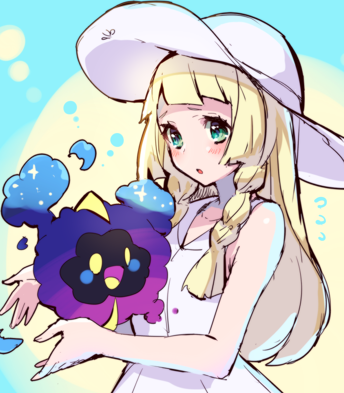 lillie and cosmog (pokemon and 1 more) drawn by fujisaki_(hjsk)
