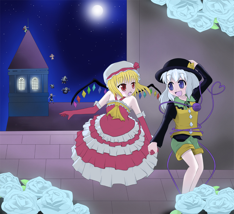 remilia scarlet, flandre scarlet, izayoi sakuya, komeiji koishi, and hong meiling (touhou) drawn by mutenka