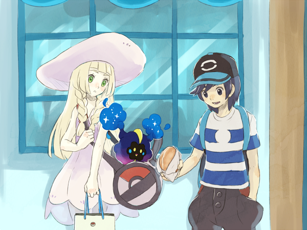 lillie, elio, and cosmog (pokemon and 1 more) drawn by kutta