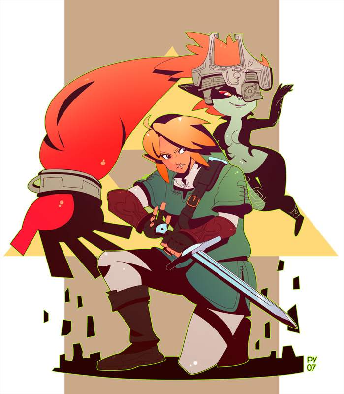 link and midna (the legend of zelda and 1 more) drawn by ashleigh_hetrick
