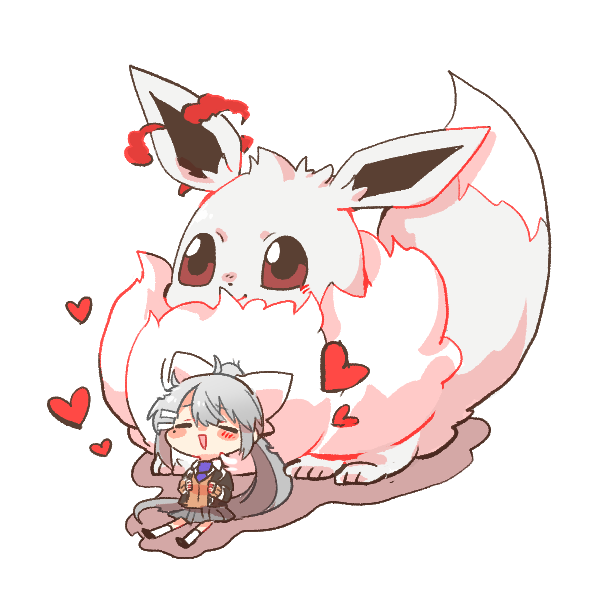 eevee, higuchi kaede, and gigantamax eevee (pokemon and 1 more) drawn by rebecca_(keinelove)