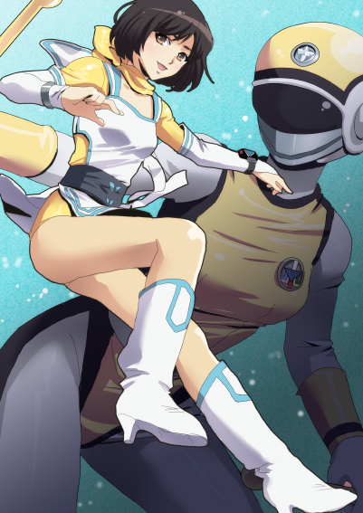 sara and yellow flash (super sentai and 1 more) drawn by izumi_rion