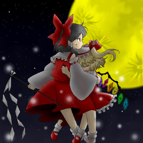 hakurei reimu and flandre scarlet (touhou) drawn by mo-musu