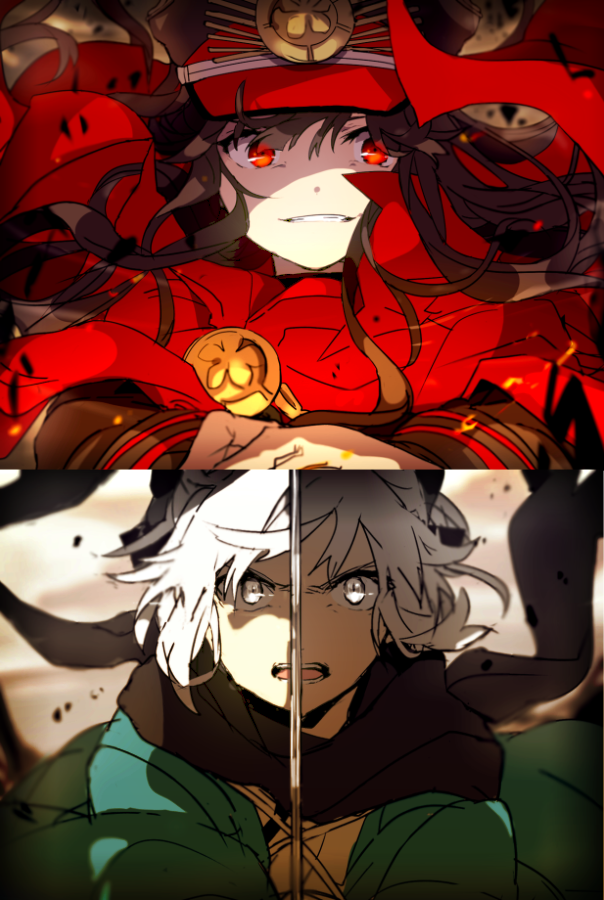 okita souji and oda nobunaga (fate and 1 more) drawn by hiiragi_fuyuki
