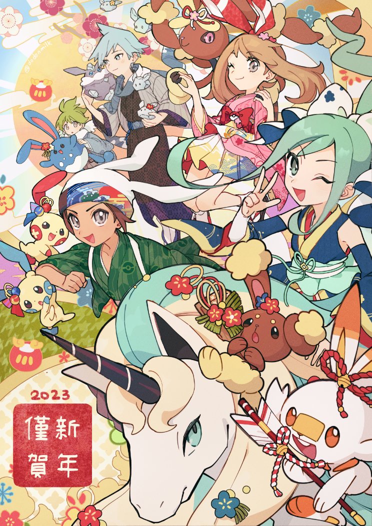 may, brendan, lopunny, scorbunny, steven stone, and 10 more (pokemon and 2 more) drawn by huan_li