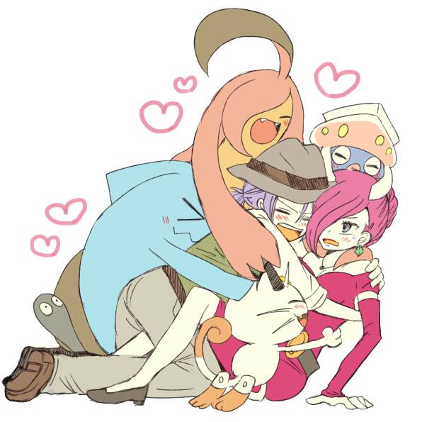 jessie, james, meowth, wobbuffet, gourgeist, and 1 more (pokemon) drawn by atsumi_yoshioka