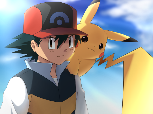 pikachu and ash ketchum (pokemon) drawn by imuta_(vaporization)