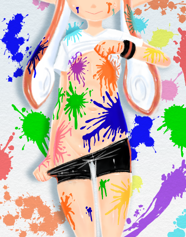 inkling player character and inkling girl (splatoon and 1 more) drawn by skg