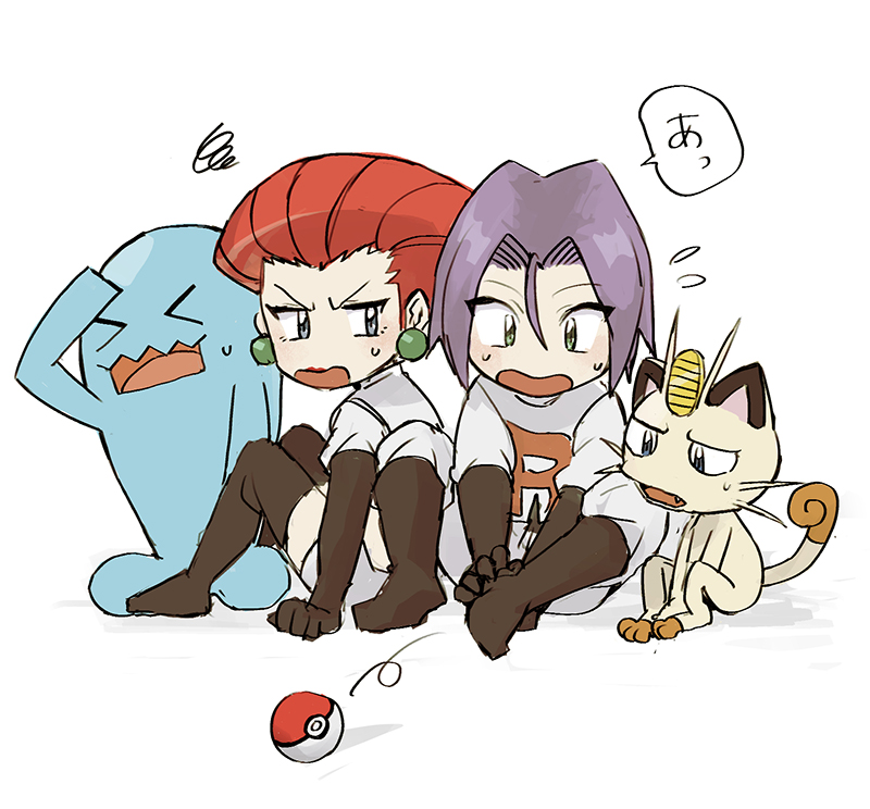 jessie, james, meowth, and wobbuffet (pokemon) drawn by nmnm_bbb