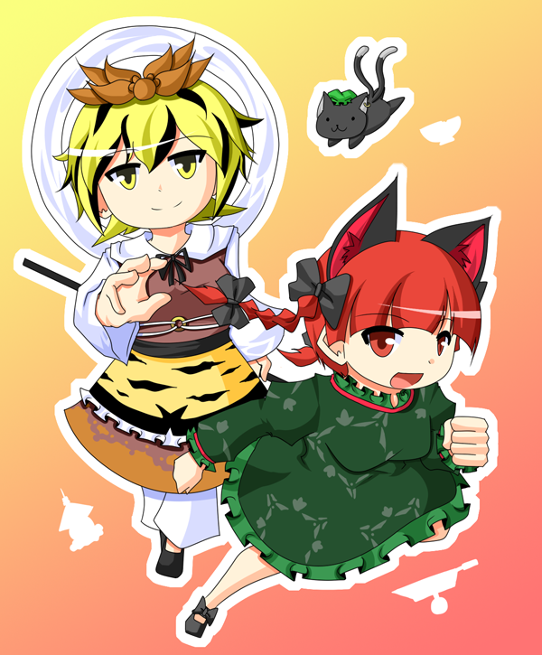 kaenbyou rin, chen, and toramaru shou (touhou) drawn by urushi