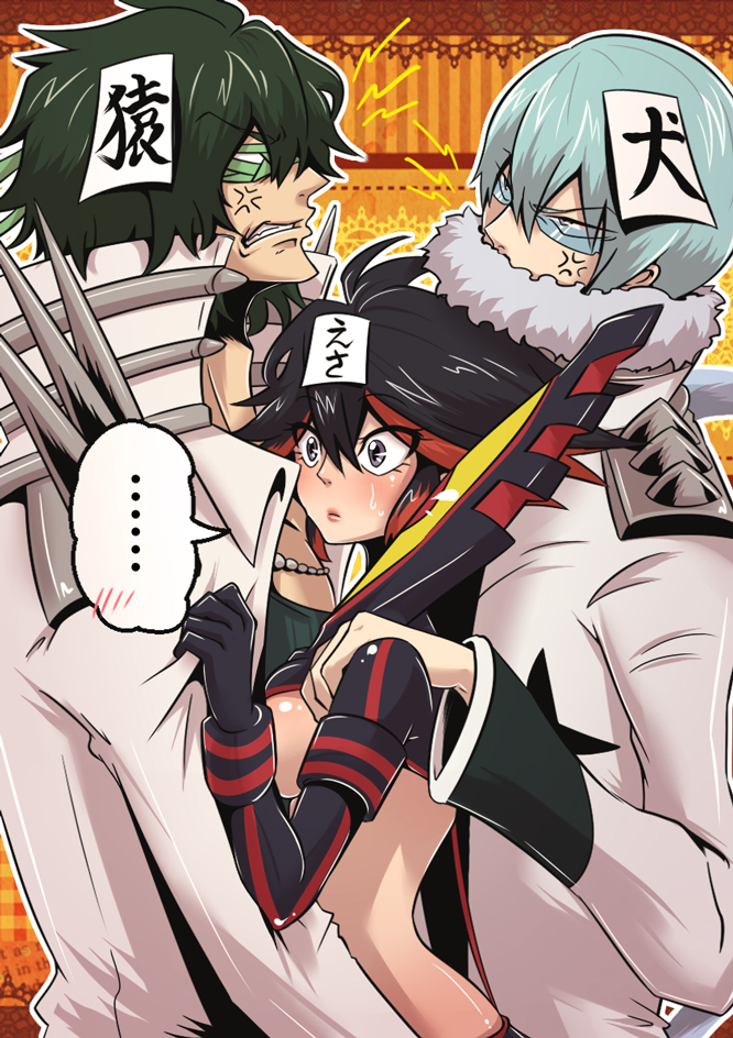 matoi ryuuko, senketsu, sanageyama uzu, and inumuta houka (kill la kill) drawn by akira_(valzerica)